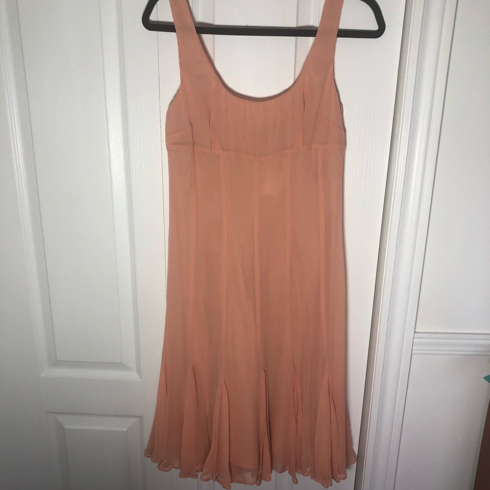 Jacob Pleated pure silk dress in peach colour